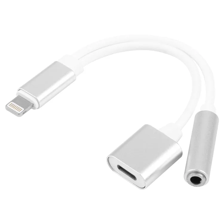 10cm 8 Pin Female & 3.5mm Audio Female to 8 Pin Male Charger Adapter Cable, Support All iOS System(Silver)