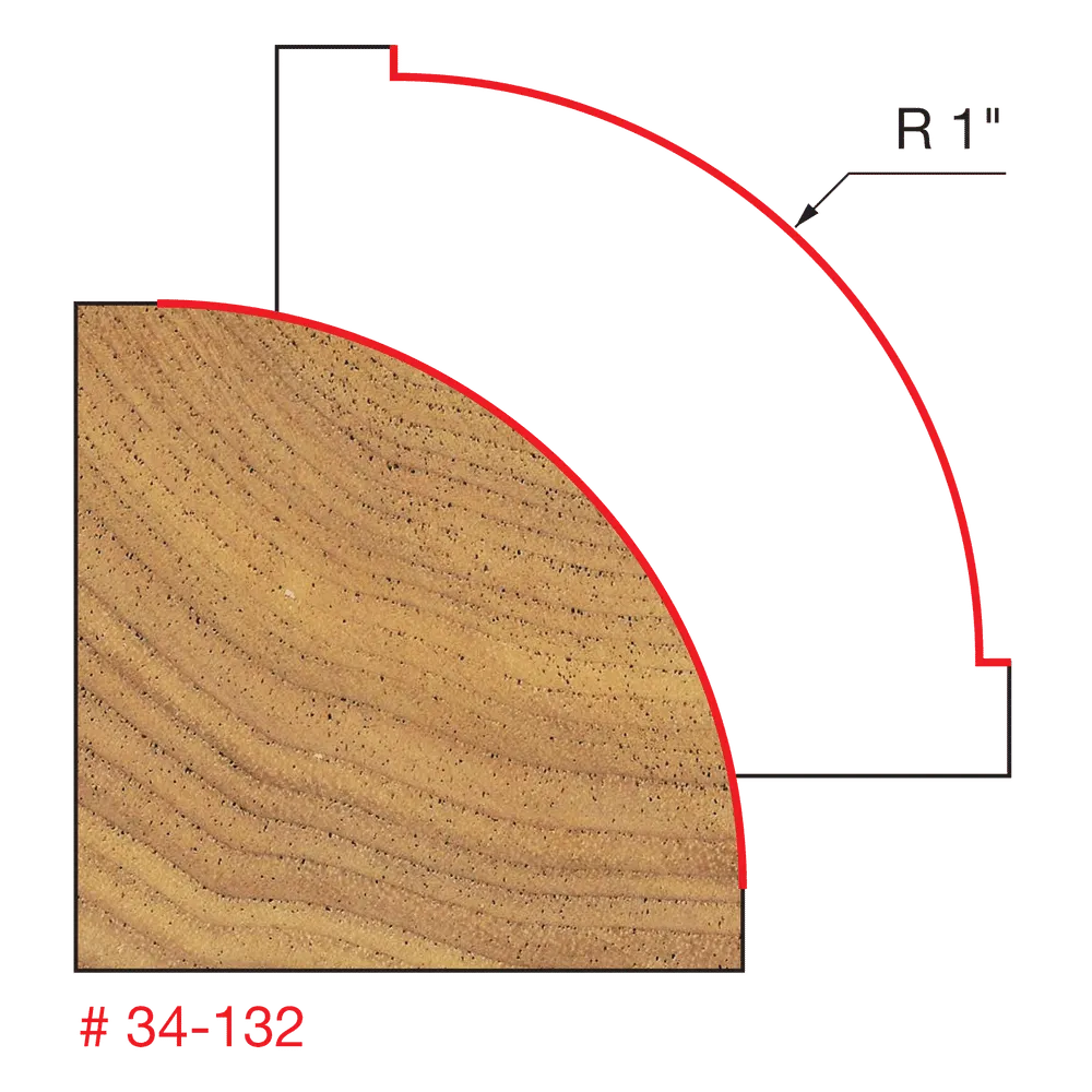 1" Radius Rounding Over Bit, Quadra Cut