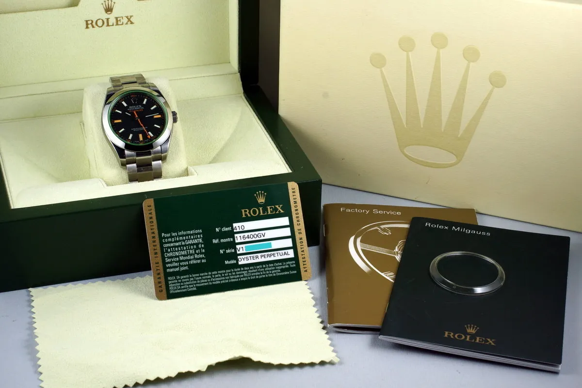 2009 Rolex Milgauss Black Dial 116400V MINT with Box and Papers