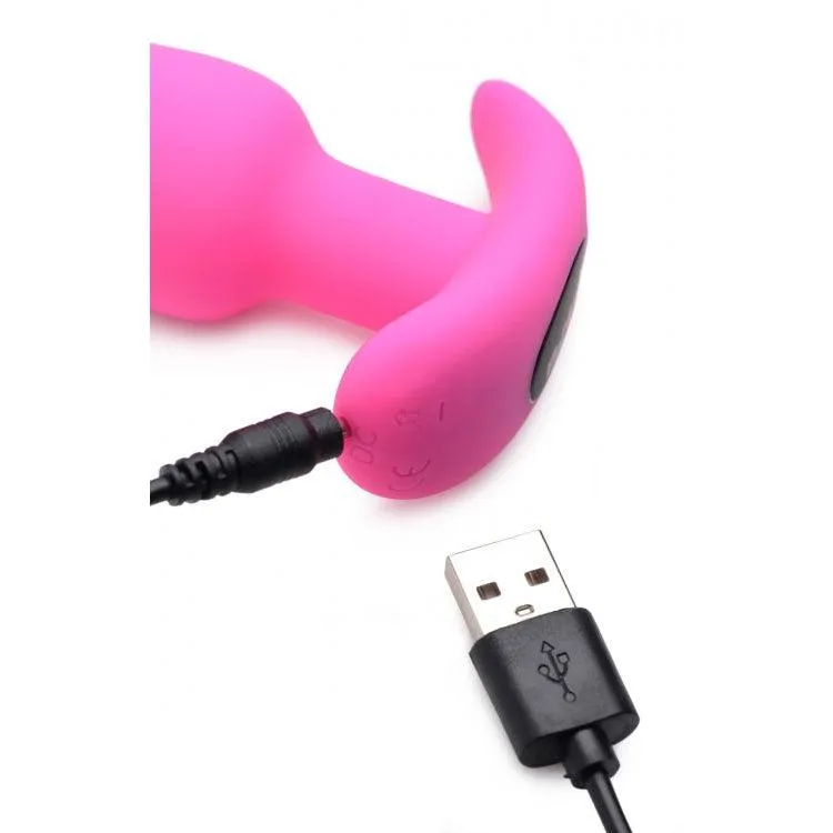 21x Silicone Butt Plug With Remote - Pink