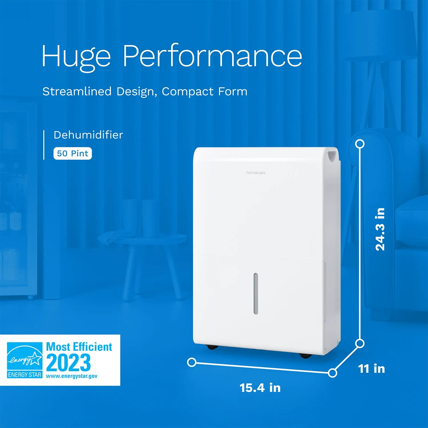 4,500 sq ft - Wi-Fi Enabled Energy Star Dehumidifier - 50 pint