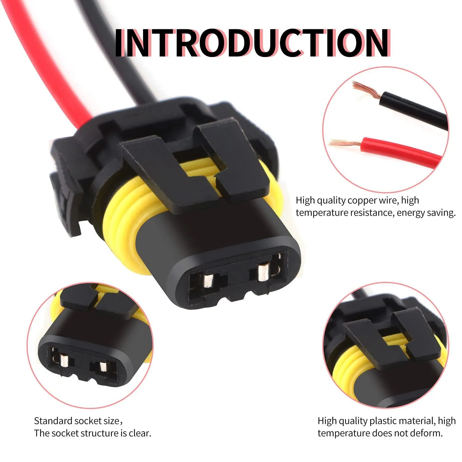 9005/9006/9012 LED Headlight Socket Male & Female Adapter Wiring Harness Connector for Headlight/Fog Light 2pcs/Set