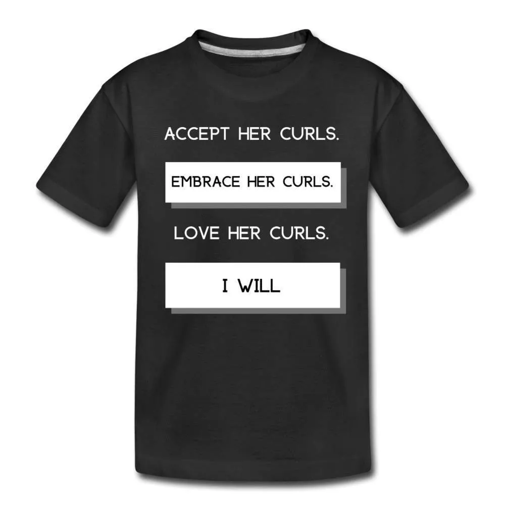 Accept Her Curls Boys T-Shirt (White Print)