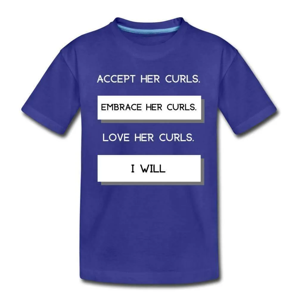 Accept Her Curls Boys T-Shirt (White Print)