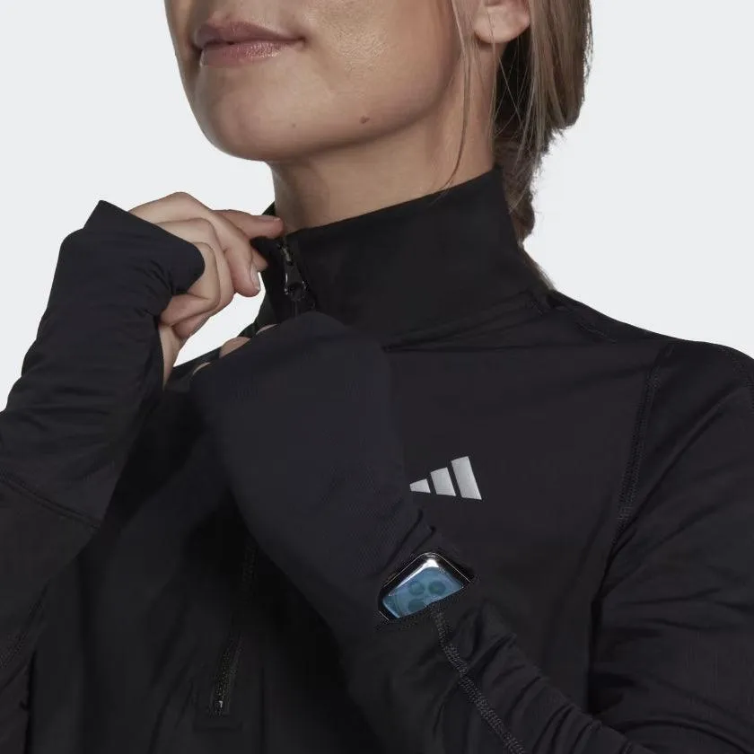 Adidas Womens Fast Running Half-Zip Long Sleeve Top