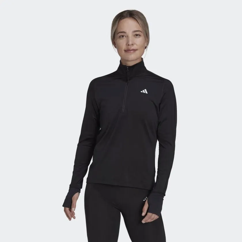 Adidas Womens Fast Running Half-Zip Long Sleeve Top