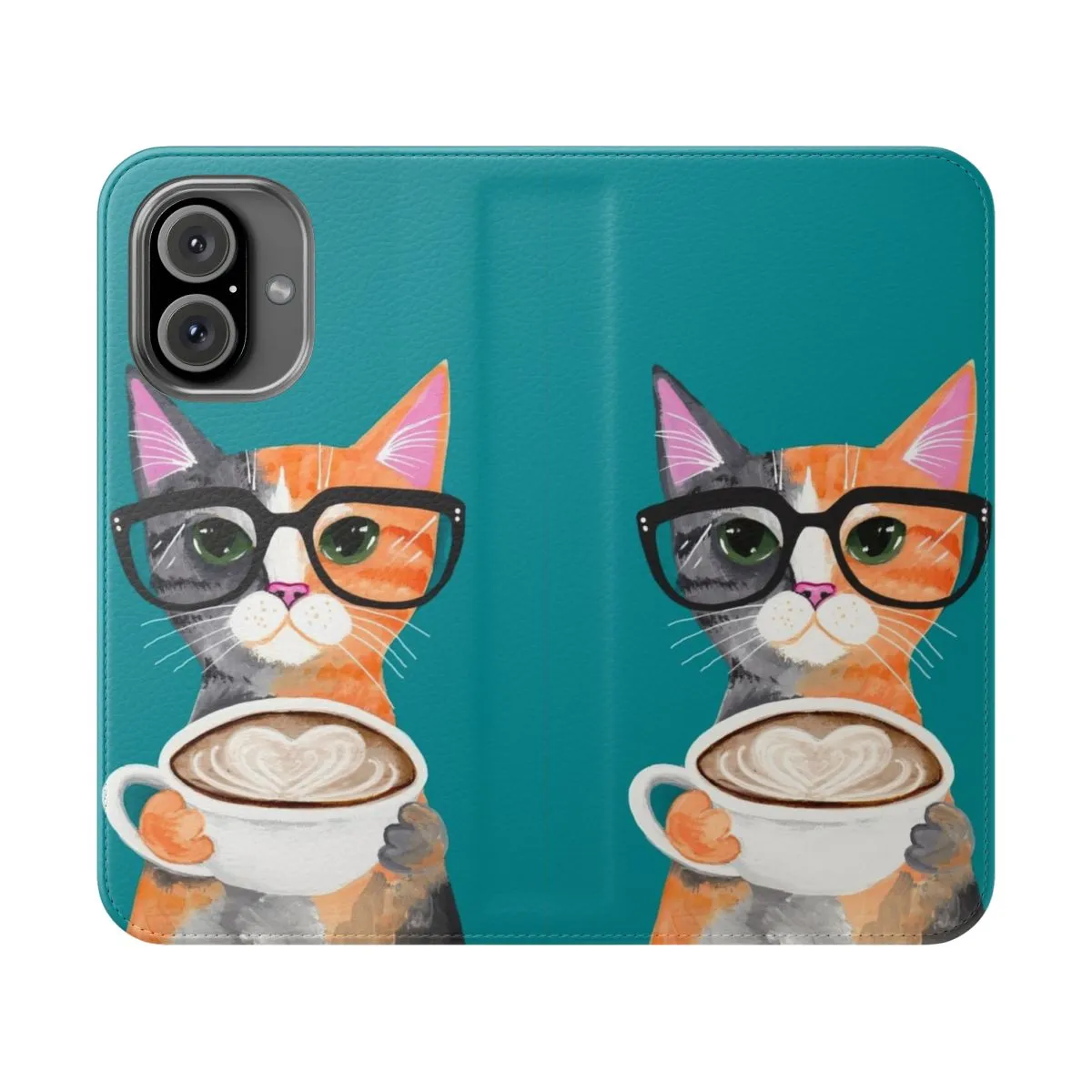 Adorable Cat Latte Art Flip Phone Case