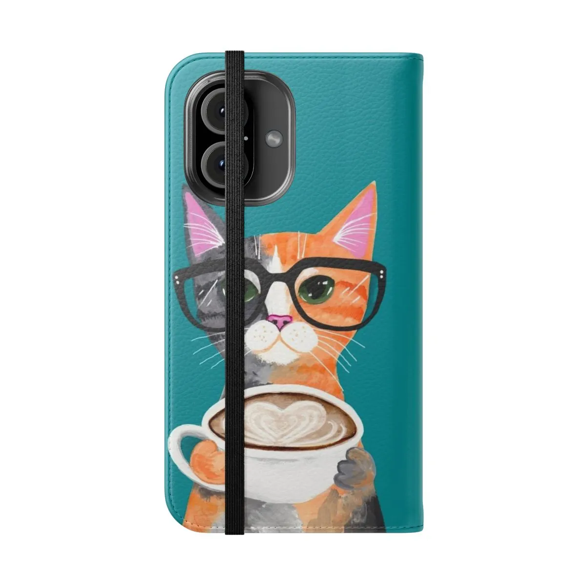 Adorable Cat Latte Art Flip Phone Case