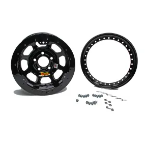 Aero 53 Series IMCA Rolled Beadlock Wheel - Black - 15" x 8" - 2" BS - 5 x 4.75" - 23 lbs.