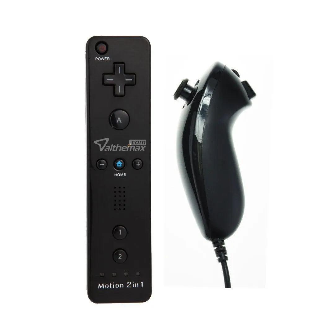 Althemax® Remote Plus Built-In Motion Plus Nunchuk Silicone Case for Wii - Black