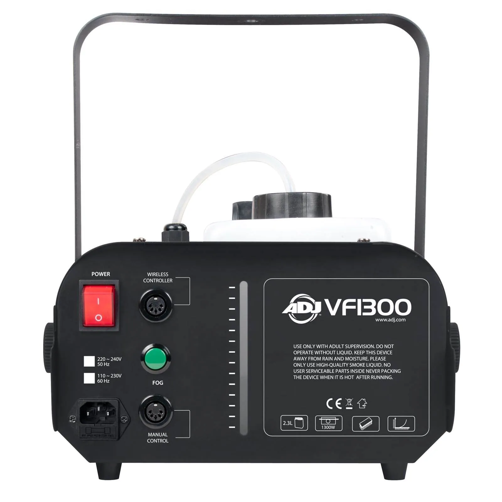 American DJ 1300 Watt 2.3 L Tank Mobile Fog Machine w/ Remote Controls | VF1300