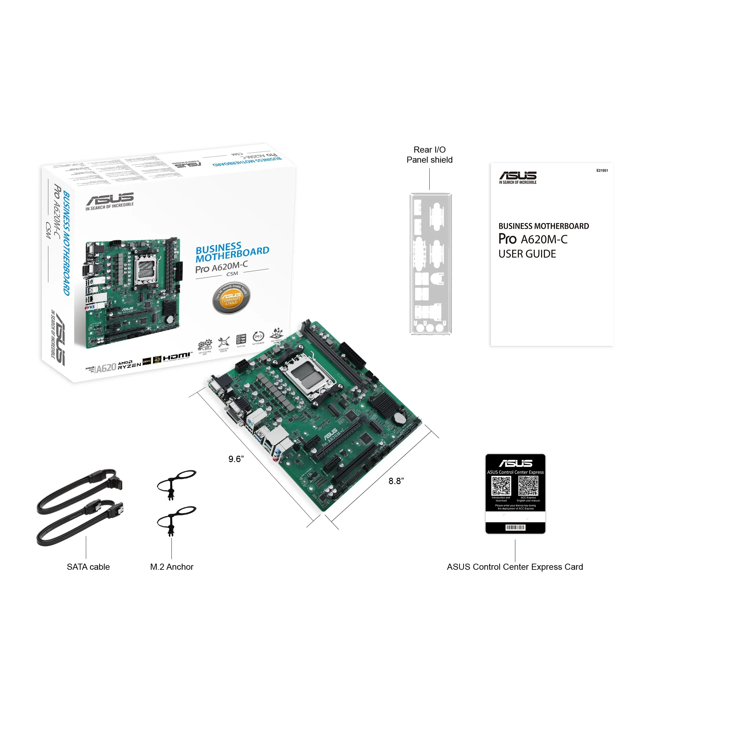 Asus Mainboard Pro A620m-C-Csm - Micro Atx - Socket Am5 -Amd B650