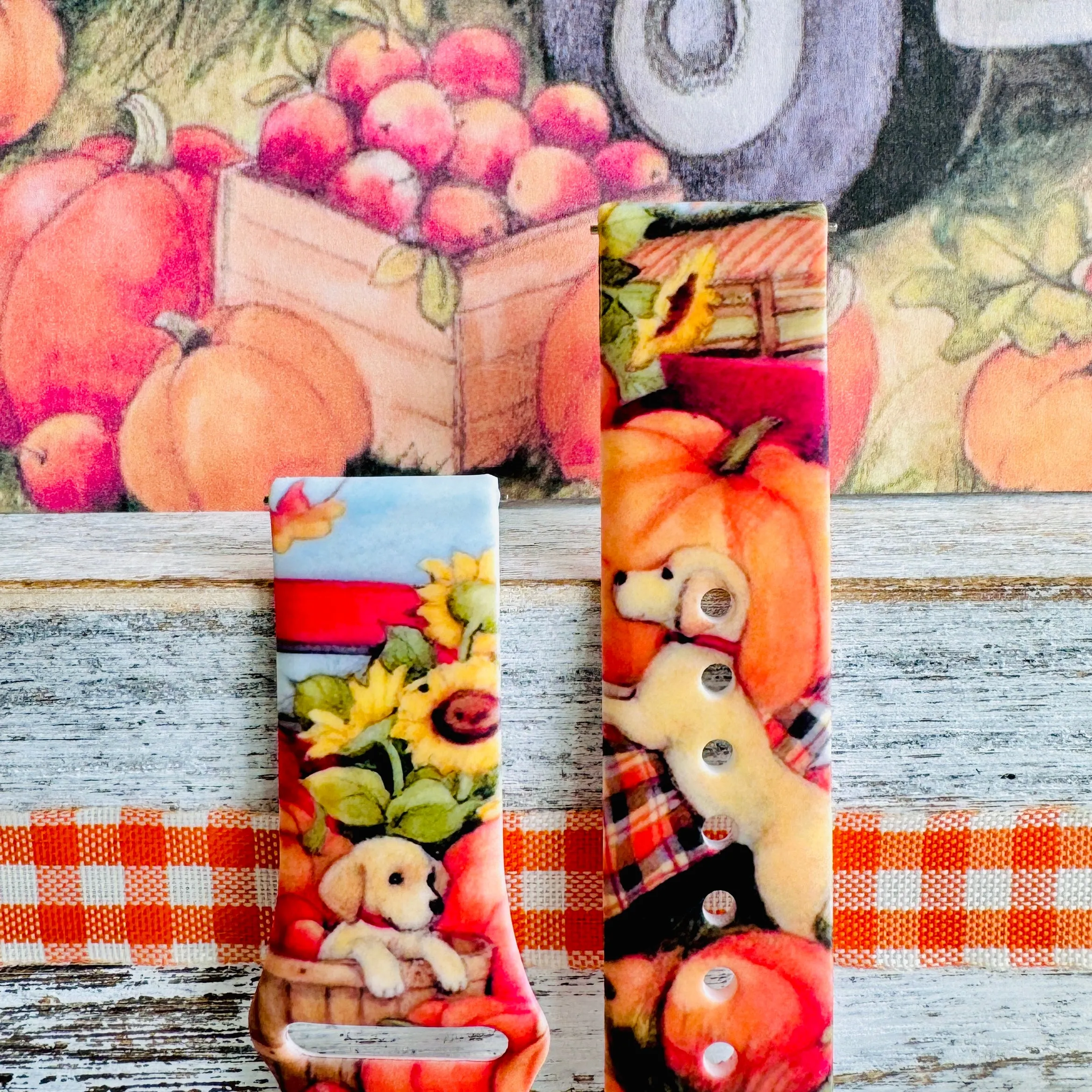 Autumn Paws & Pumpkins Print Silicone Band For Samsung Watch