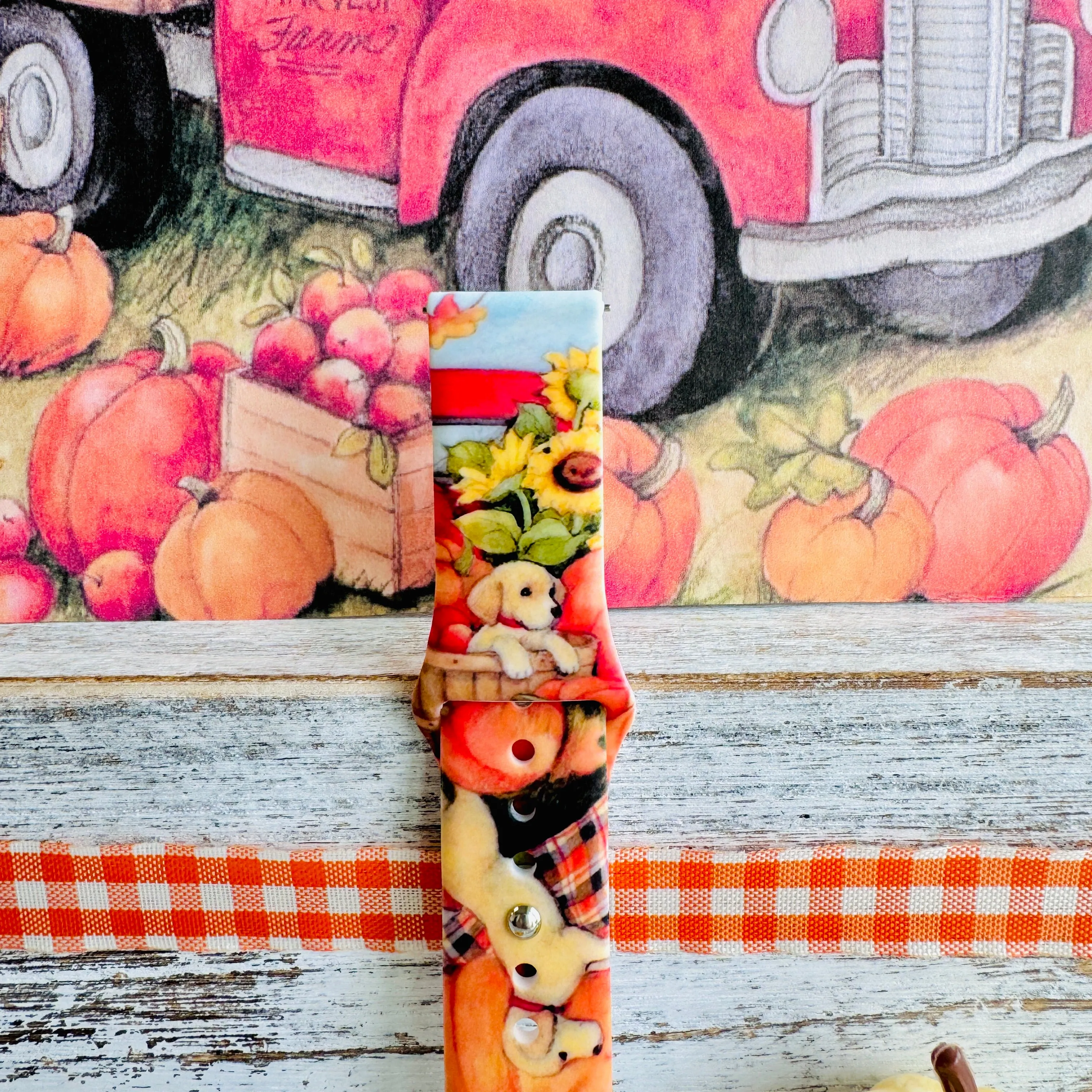 Autumn Paws & Pumpkins Print Silicone Band For Samsung Watch