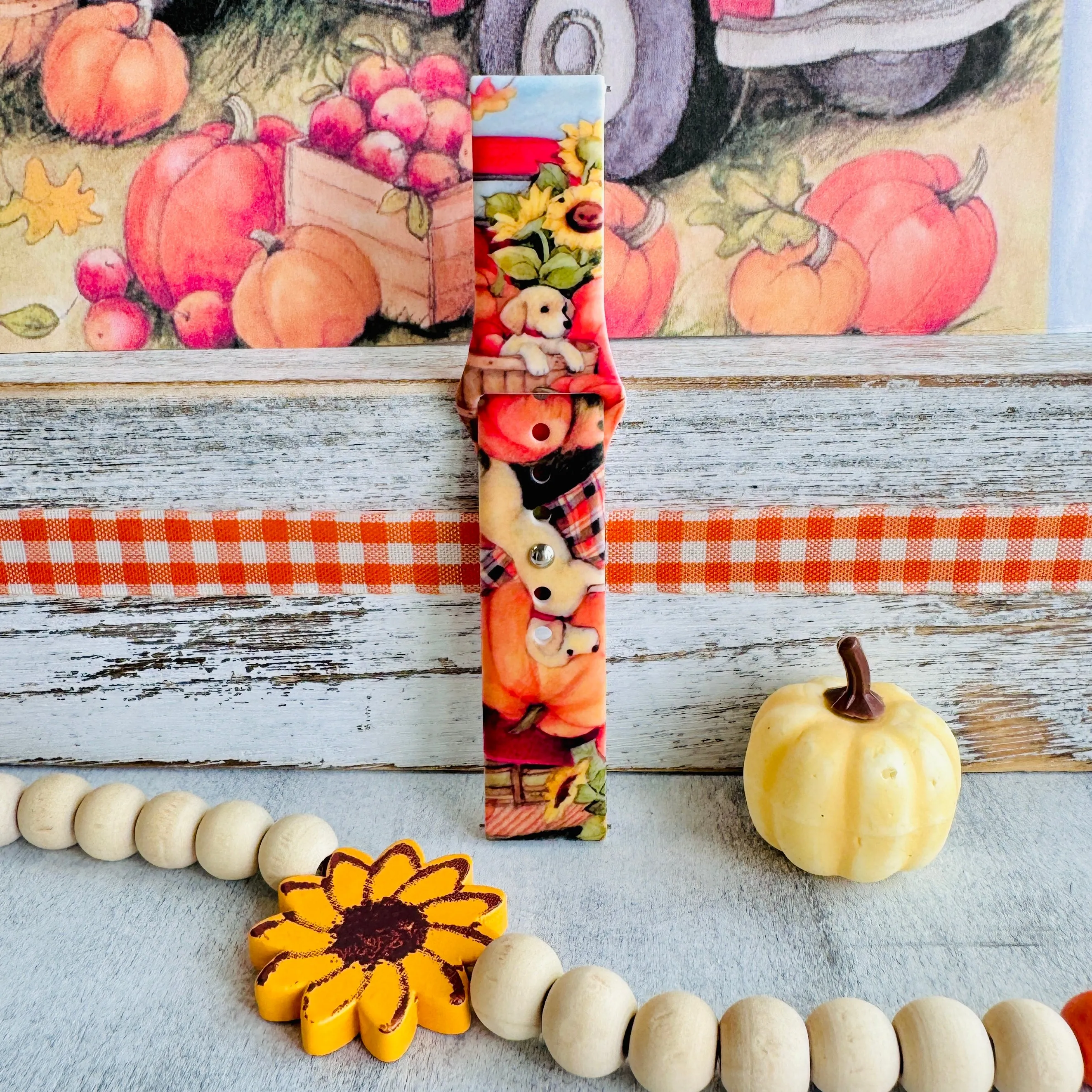 Autumn Paws & Pumpkins Print Silicone Band For Samsung Watch