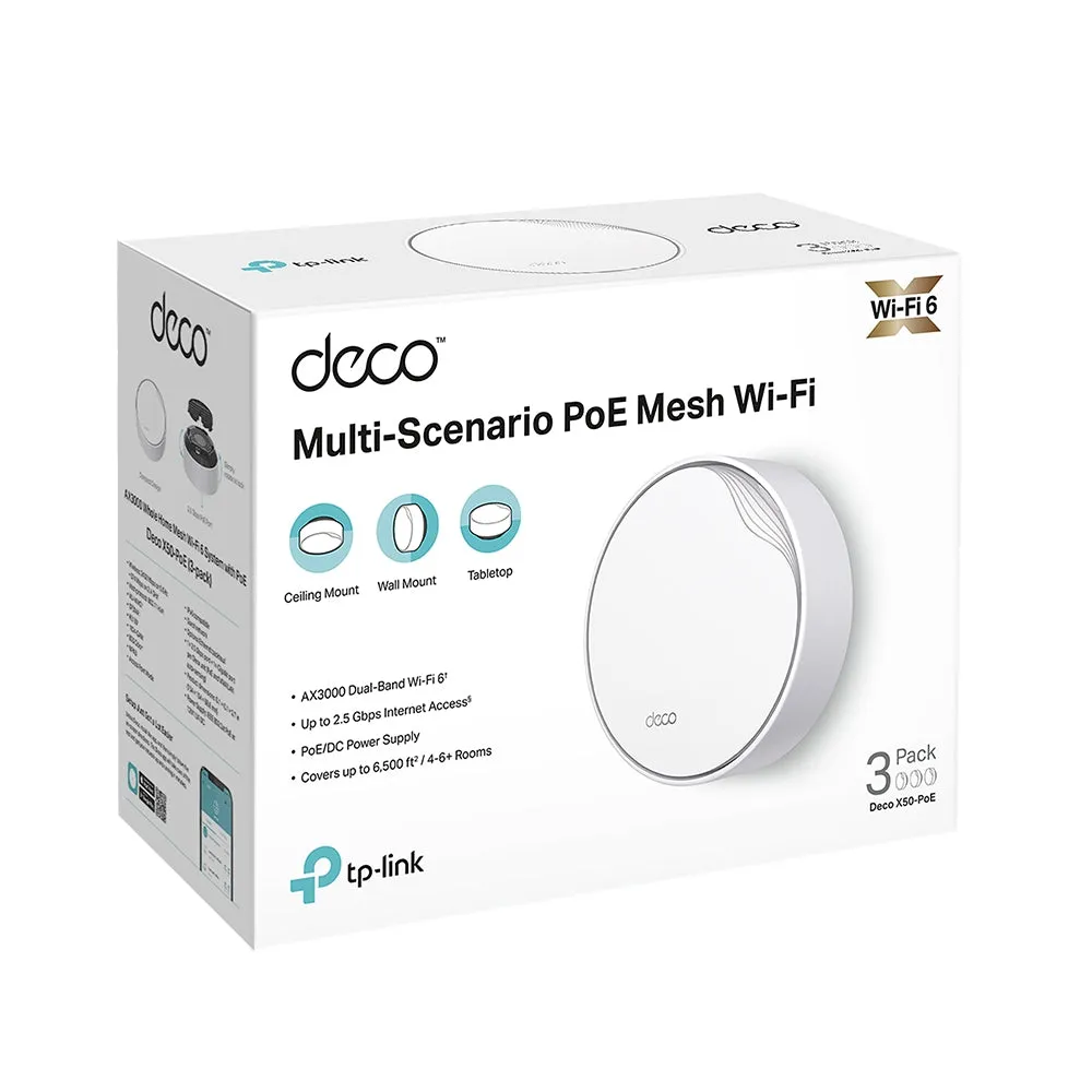 AX3000 Deco X50-PoE Whole Home Mesh WiFi 6 System