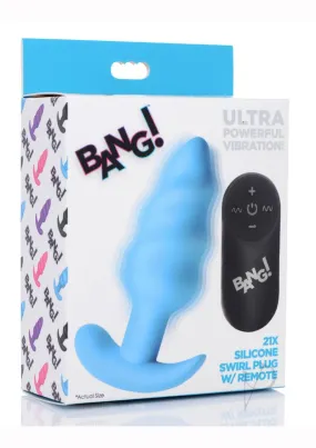 Bang 21x Vibe Swirl Plug W/remote Blue