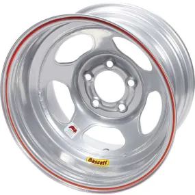 Bassett IMCA Inertia Wheel - 15" x 8" - 5 x 4.75" - Silver - 3" Back Spacing - 19 lbs.