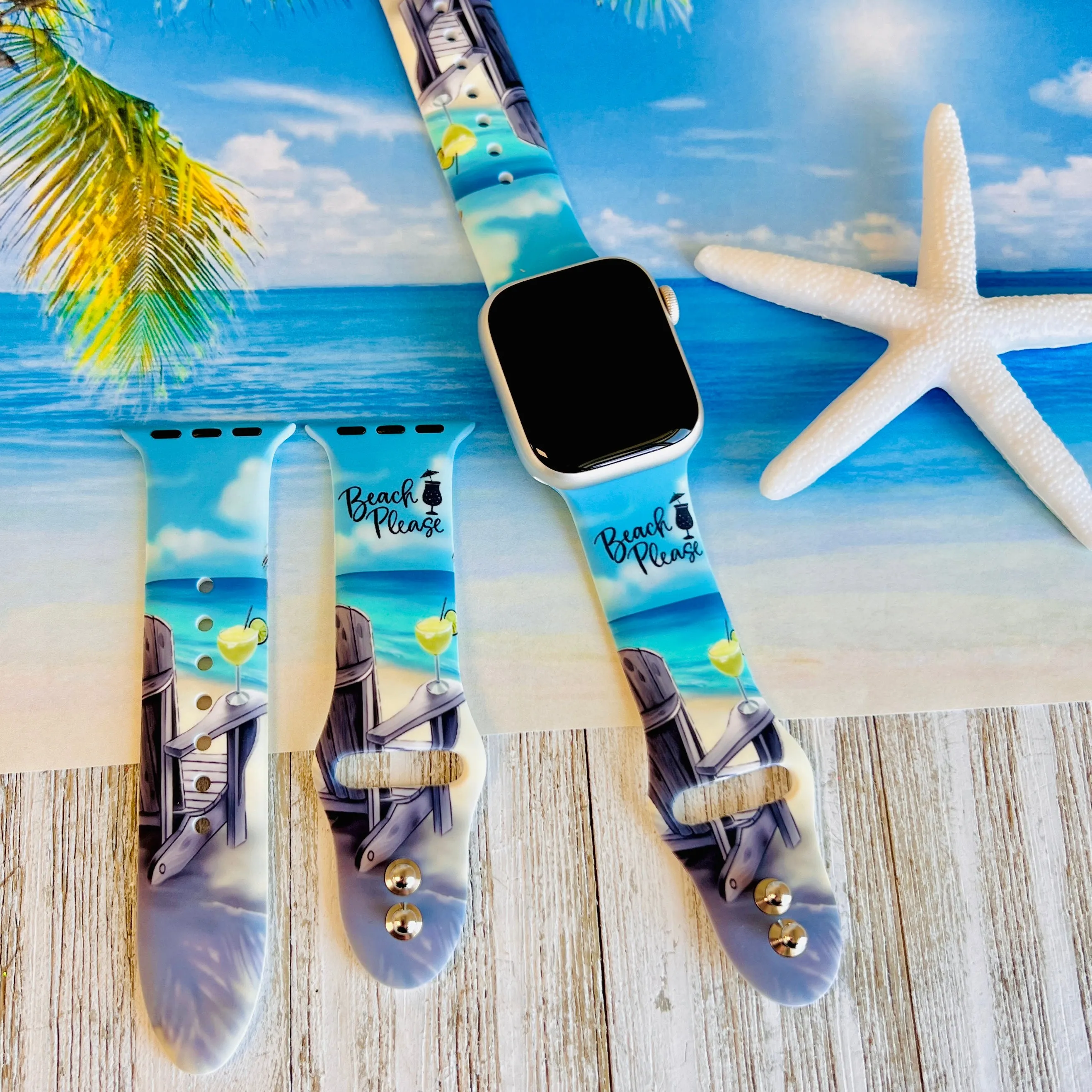 Beach Please Print Silicone Band For Apple Watch