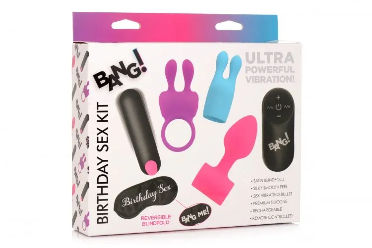 Birthday Sex Kit - C-Ring, Plug, C-Stim, Bullet and Blindfold