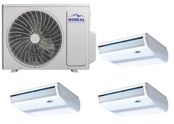 Boreal 30,000 BTU 21 SEER2 Tri Zone Universal Floor/Ceiling Ductless Mini Split System (18k, 9k, 9k) 208-230V