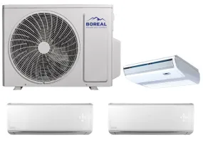 Boreal 36,000 BTU 21 SEER2 Tri Zone Wall Mounted/Ceiling Cassette Mini Split System (12k, 12k, 12k ) 208-230V