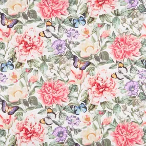 Botanica - Feature Floral White Multi Digitally Printed Yardage