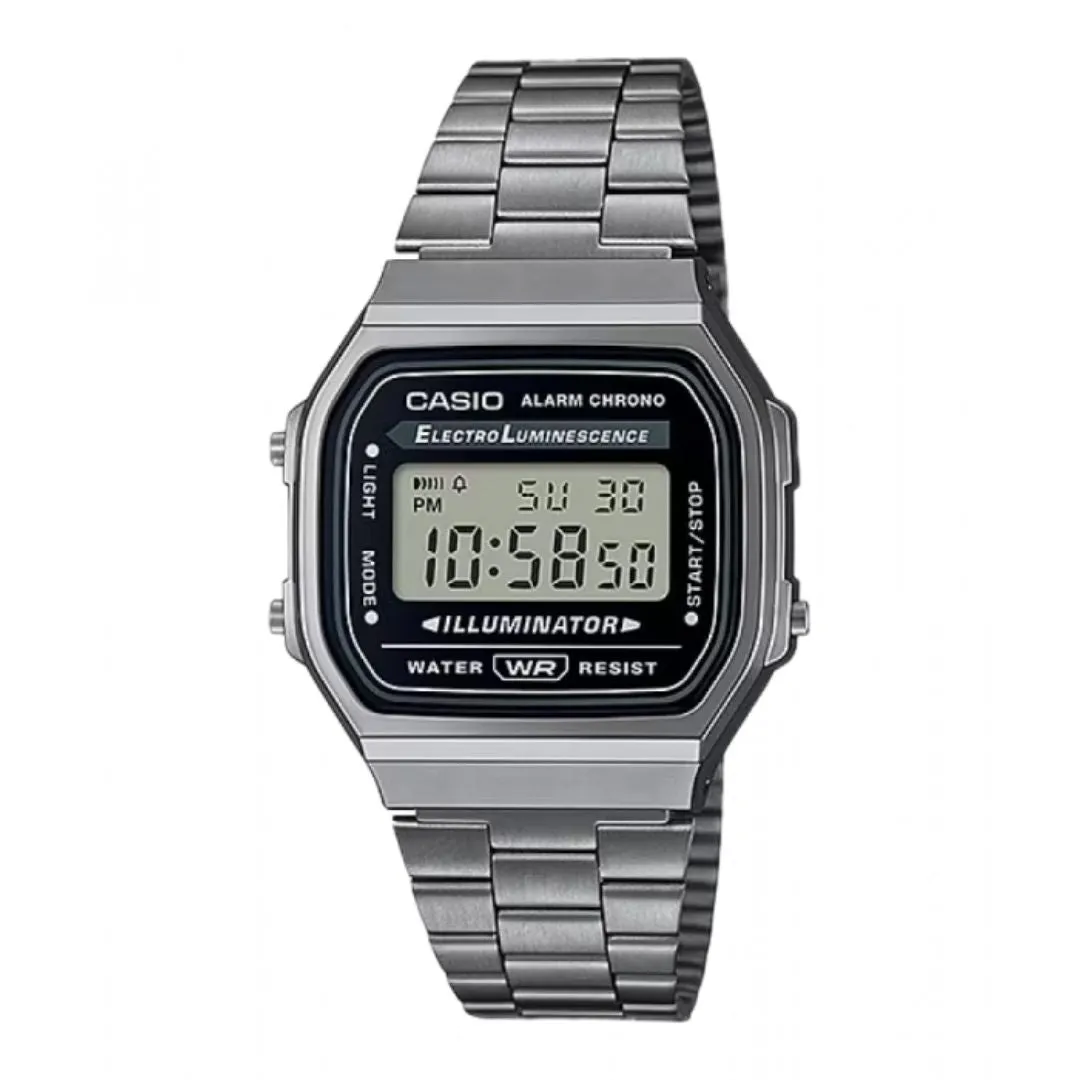 CASIO Unisex Vintage Digital Black Dial Watch A168WGG-1ADF