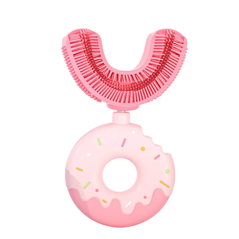 Children's Manual U-shaped Silicone Baby Donut Toothbrush Artifact