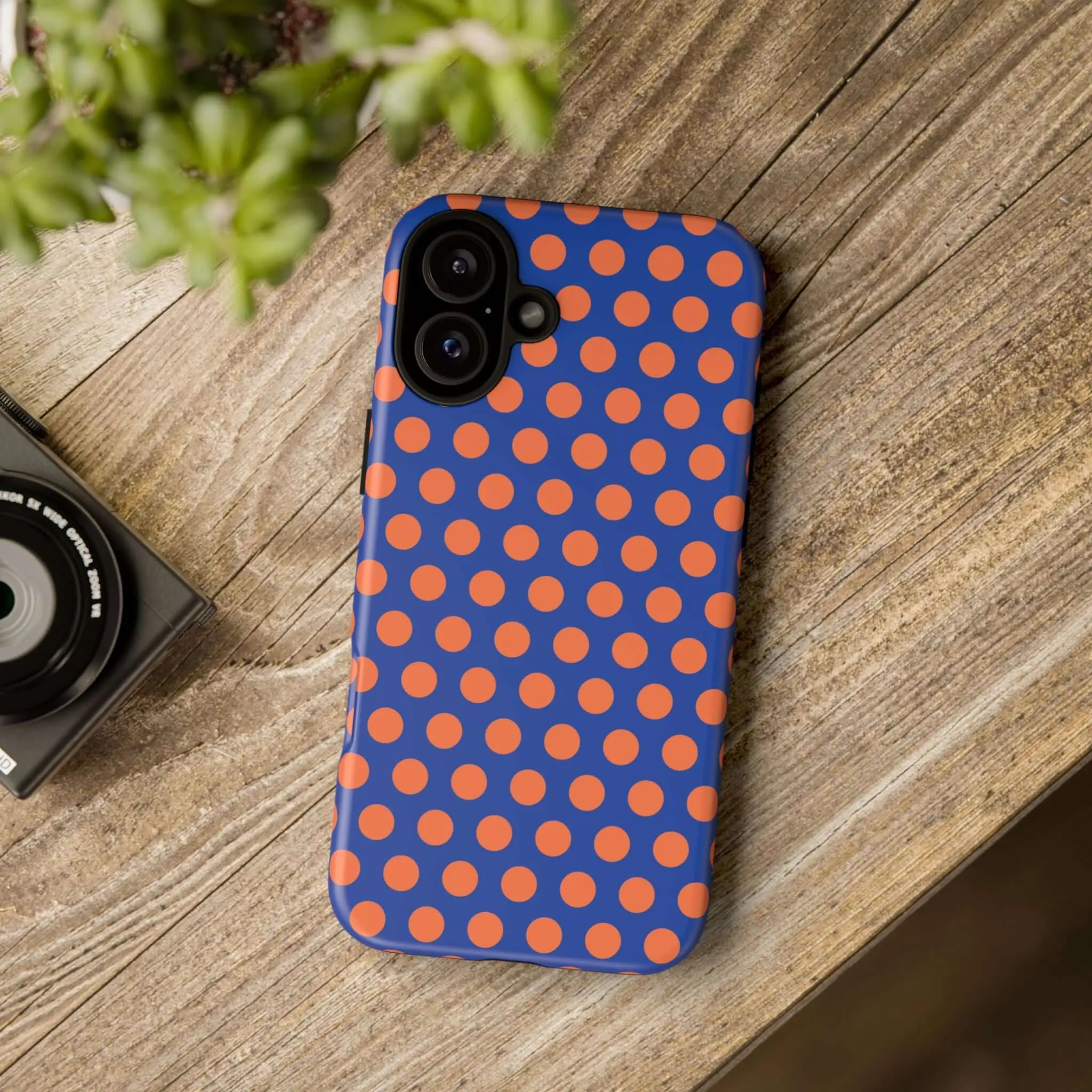 Cobalt Blue & Coral Polka dot Tough Case for iPhone, Samsung, Google