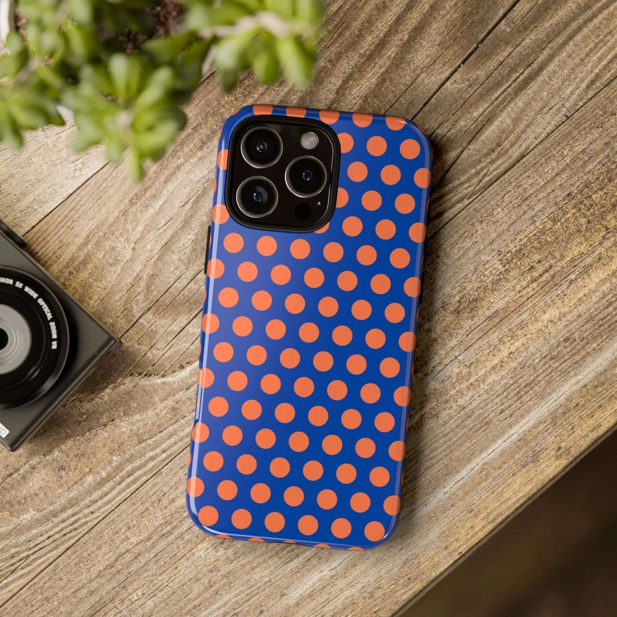 Cobalt Blue & Coral Polka dot Tough Case for iPhone, Samsung, Google