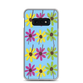 Colourful Hand Drawn Flower Petals Sky Blue Samsung Case