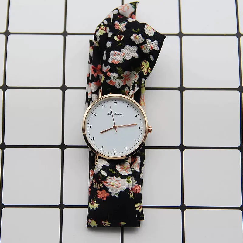 Creative Hand-Made Digital Floral Cloth Strap Watch