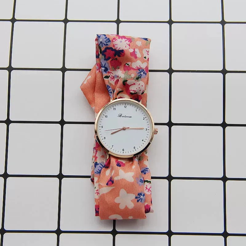 Creative Hand-Made Digital Floral Cloth Strap Watch