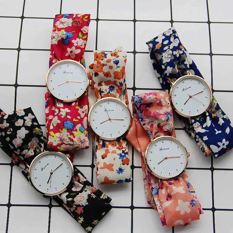 Creative Hand-Made Digital Floral Cloth Strap Watch