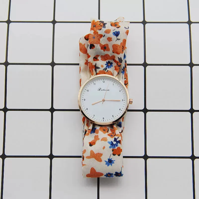 Creative Hand-Made Digital Floral Cloth Strap Watch