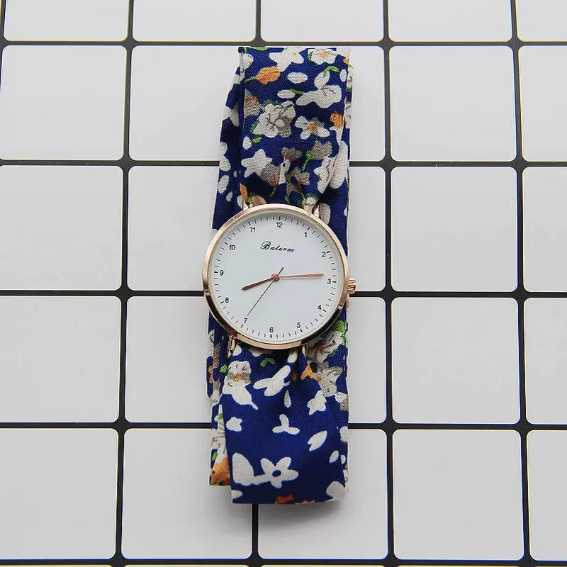 Creative Hand-Made Digital Floral Cloth Strap Watch