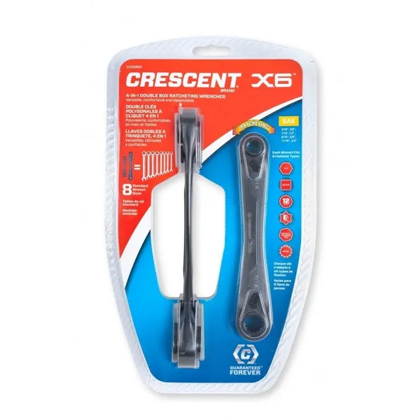 Crescent CX6DBS2 Wrench Set, 2-Piece, Black, Specifications: SAE Measurement