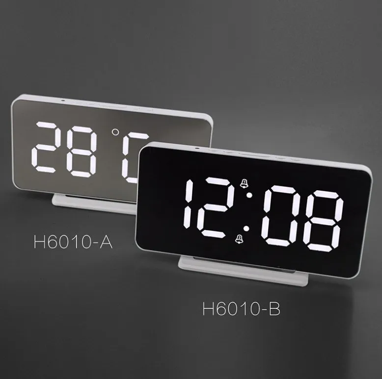 CRONY 0S-002 LED Clock Digital Clock Student Makeup Mirror Smart Electronic Bedside Alarm Clock Watch Calendar