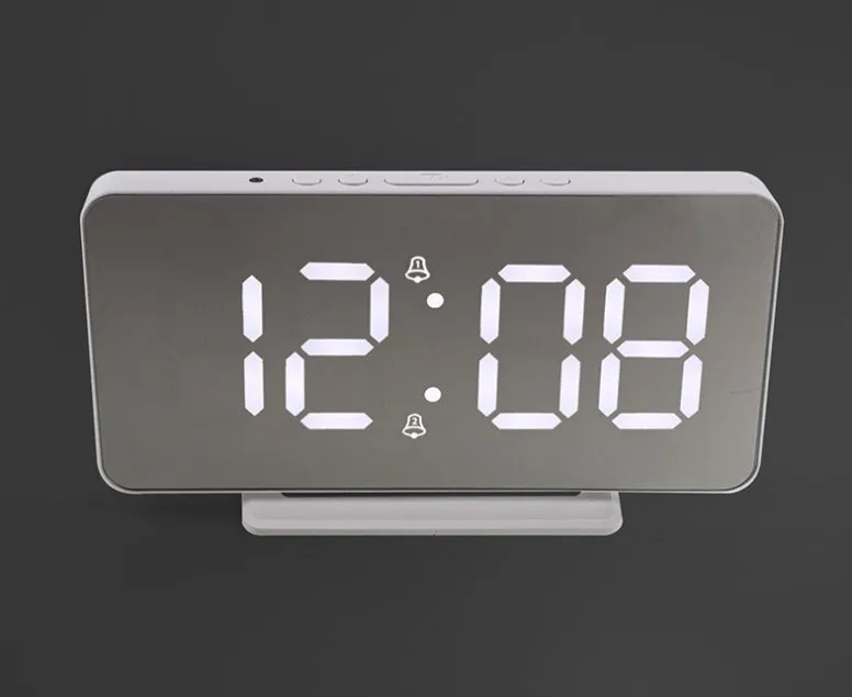 CRONY 0S-002 LED Clock Digital Clock Student Makeup Mirror Smart Electronic Bedside Alarm Clock Watch Calendar