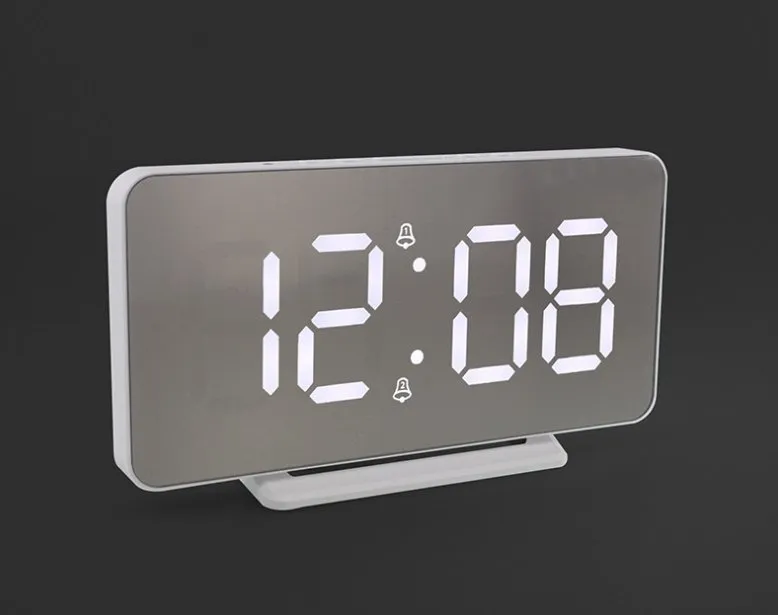 CRONY 0S-002 LED Clock Digital Clock Student Makeup Mirror Smart Electronic Bedside Alarm Clock Watch Calendar