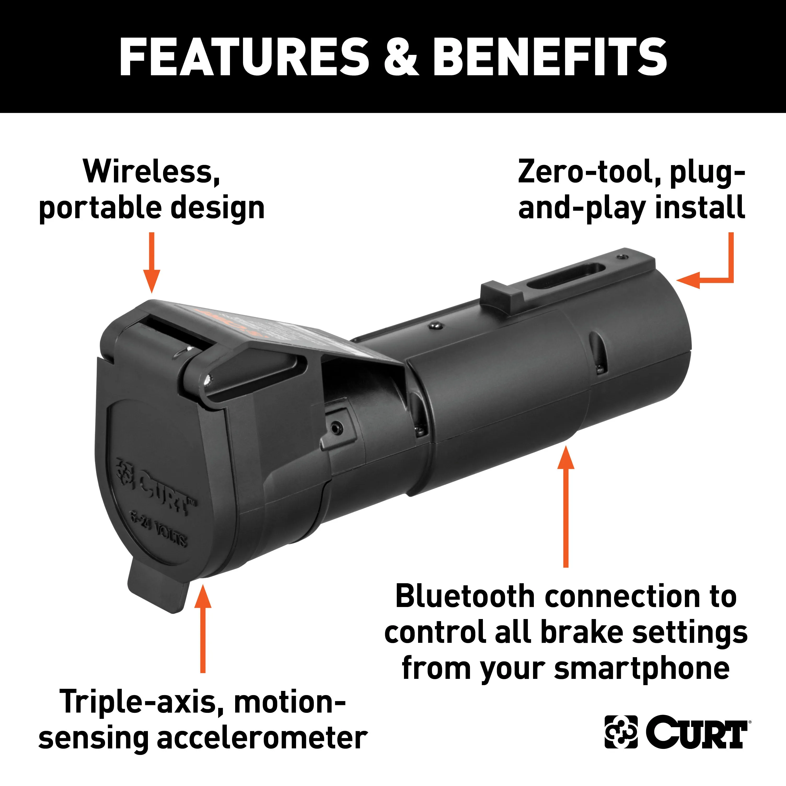 CURT 51180 Echo Mobile Trailer Brake Controller; 7-Way; Bluetooth Smartphone Connection