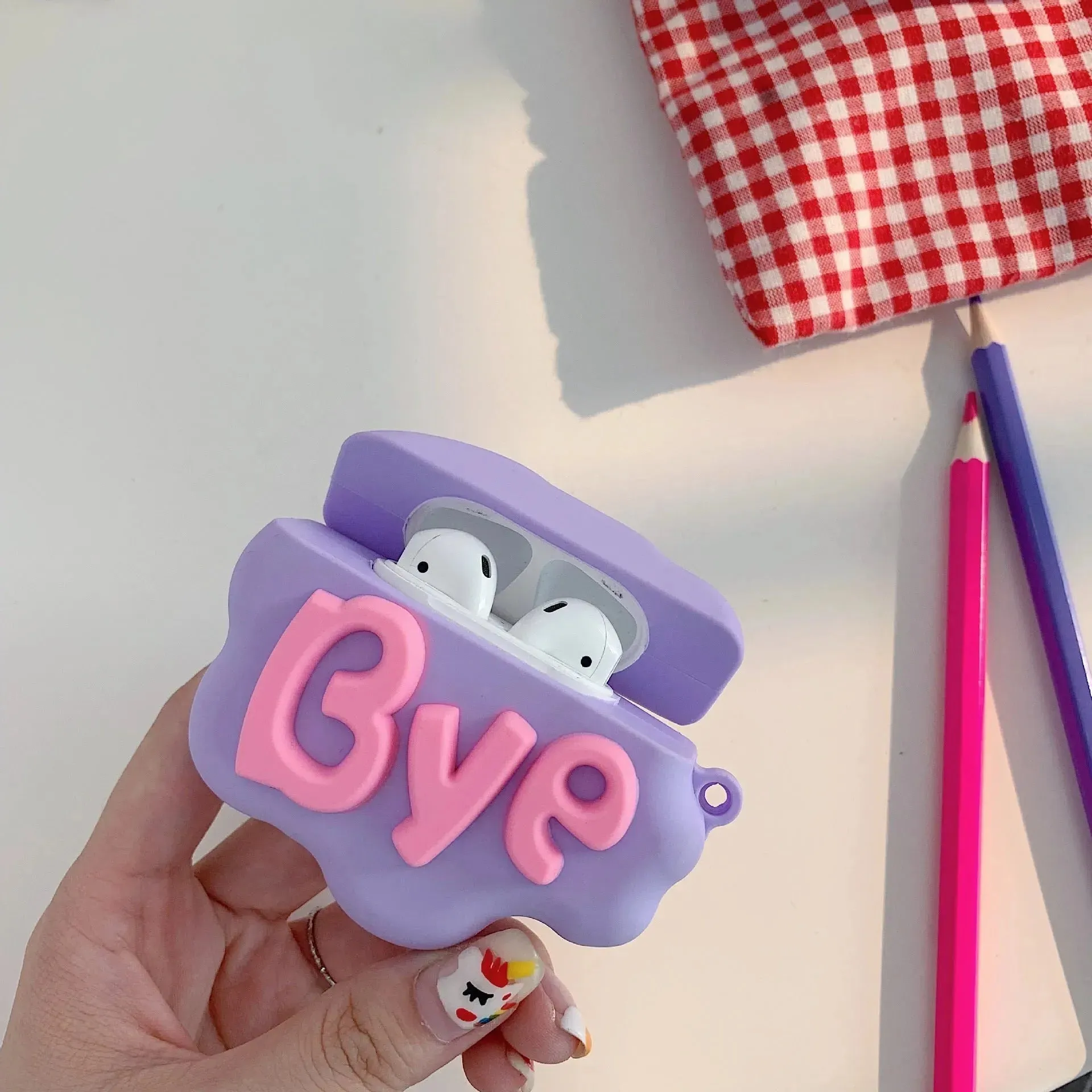 Cute Cartoon Lettered Airpod Earphone Silicone Protective Case