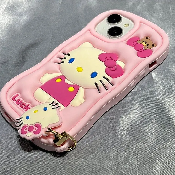 Cute Kawaii Pink 3D Hello Kitty Sanrio Design Protective Shockproof Phone Case iPhone Case for iPhone 11 12 13 14 15 Pro Max Case