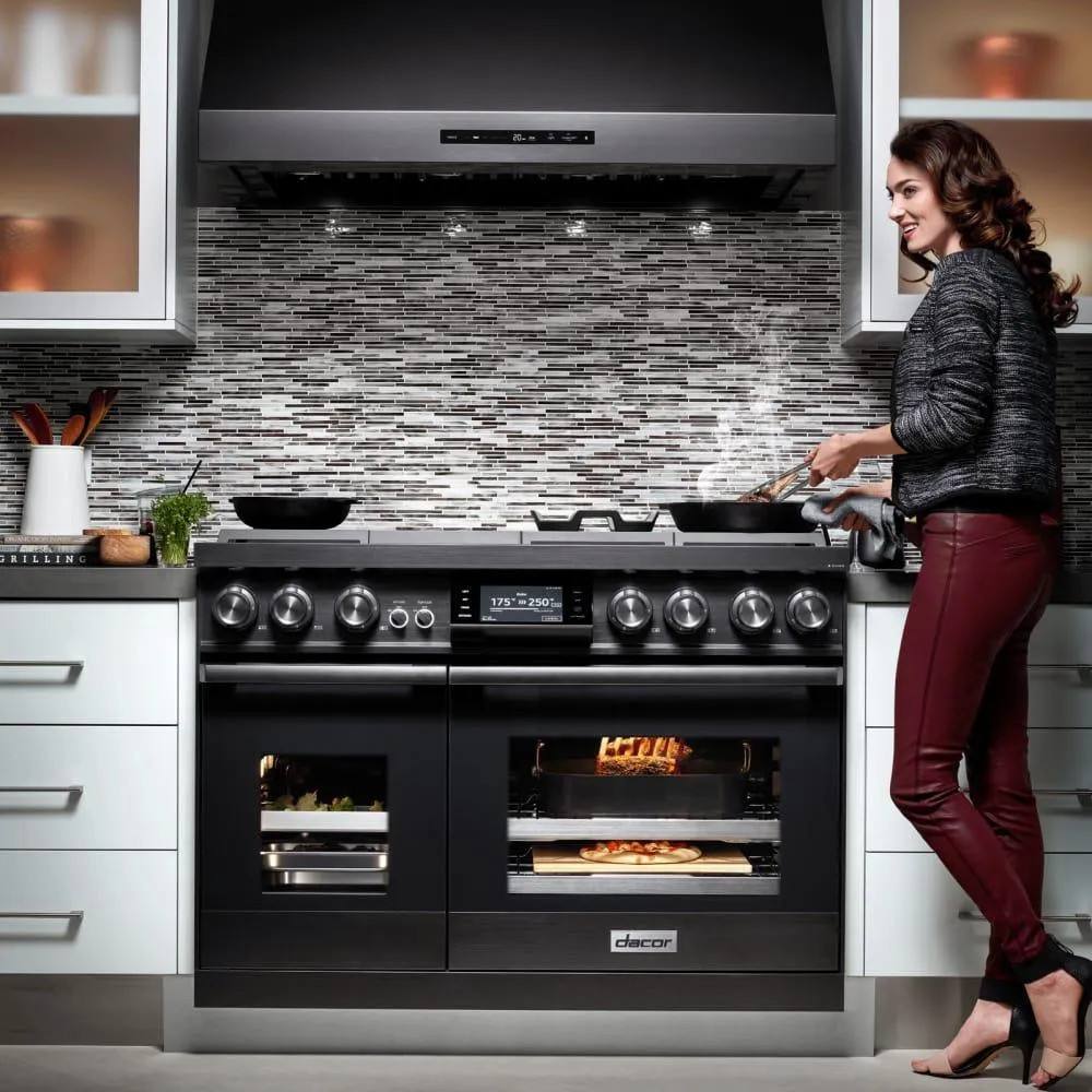 Dacor - 6.6 cu. ft  Dual Fuel Range in Black Stainless - DOP48M96DLM