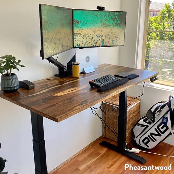 Desky Dual Hardwood Standing Desk With Drawer