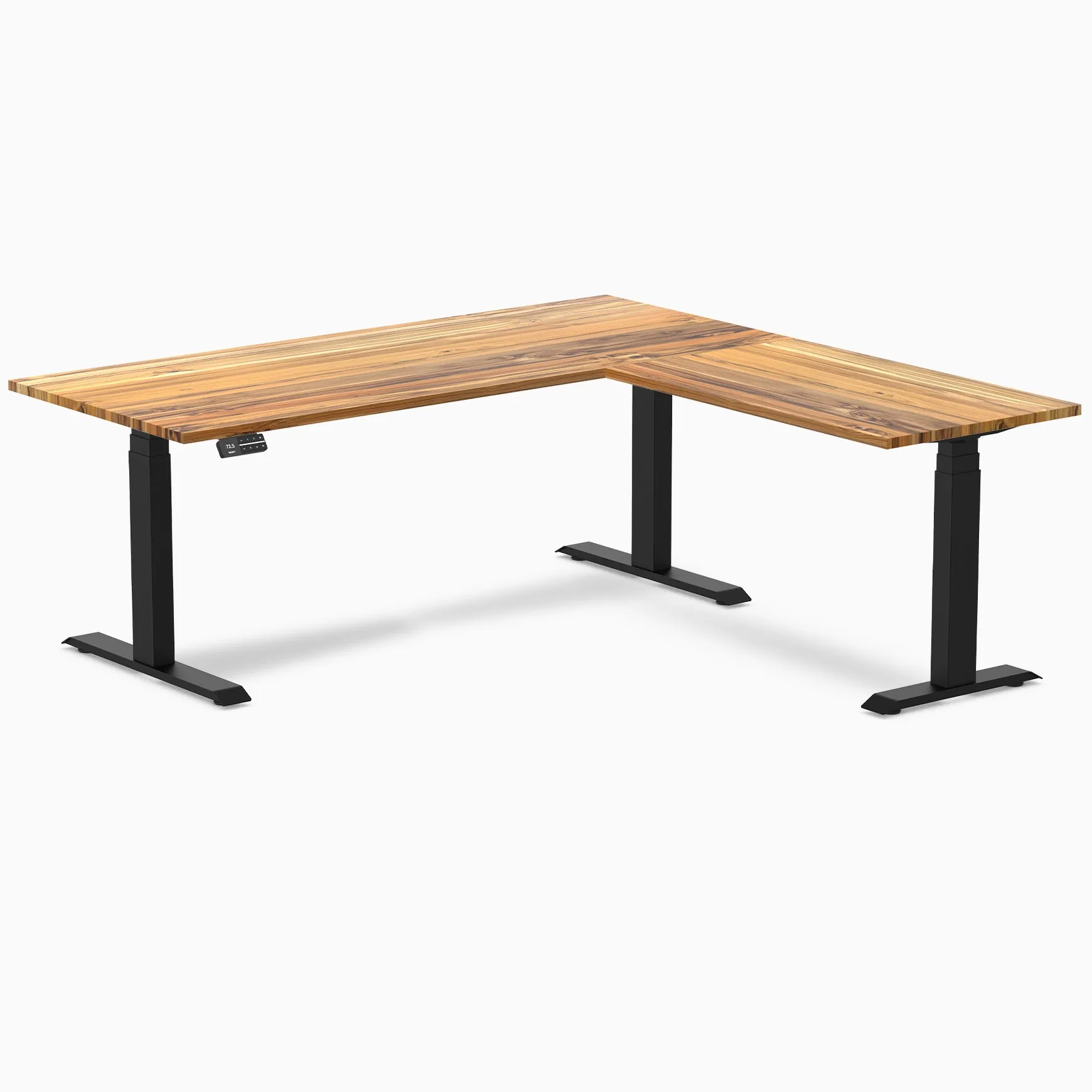 Desky Hardwood L-Shape Sit Stand Desk