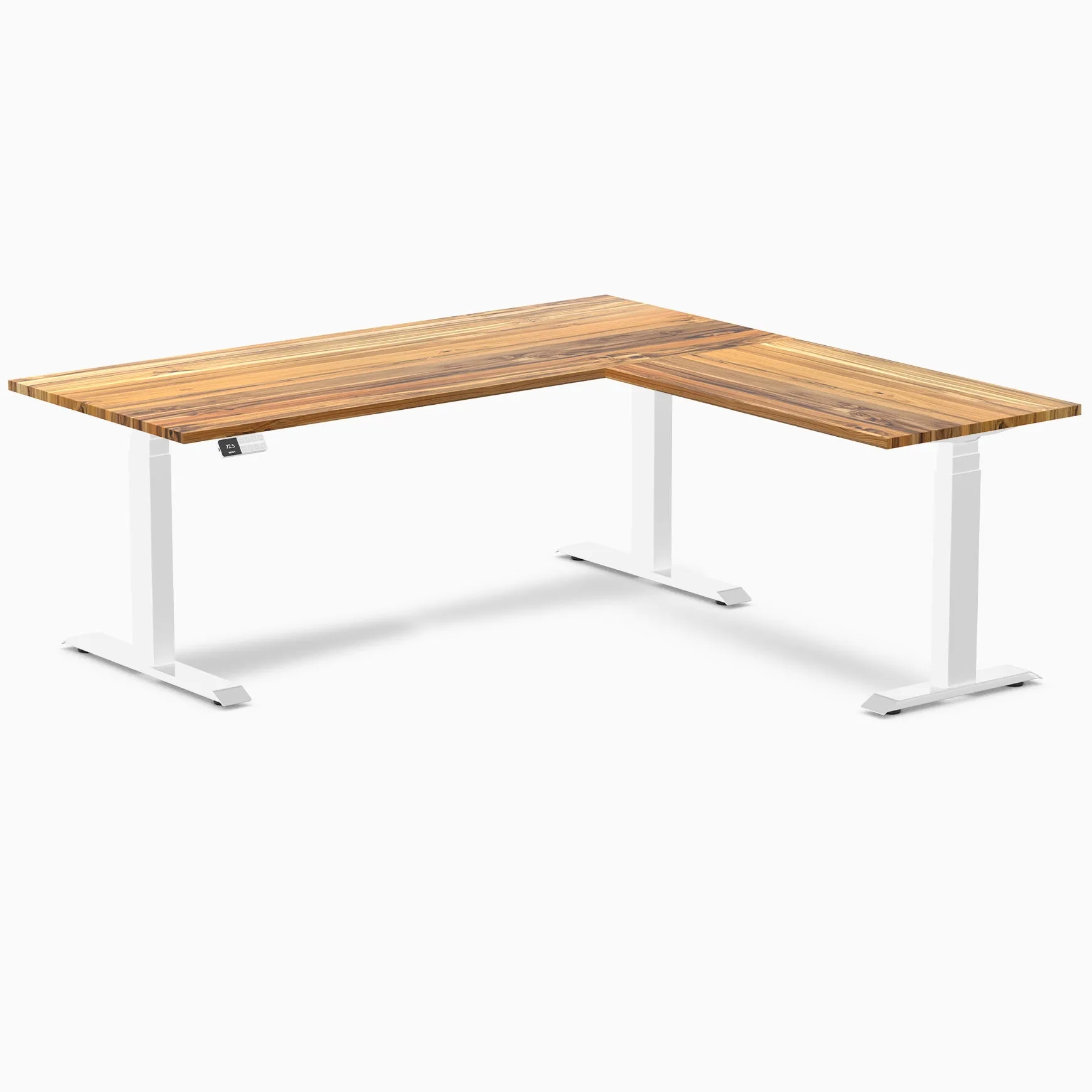 Desky Hardwood L-Shape Sit Stand Desk