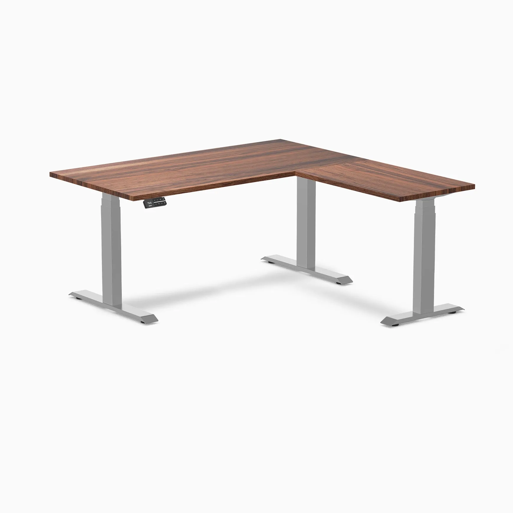 Desky Hardwood L-Shape Sit Stand Desk