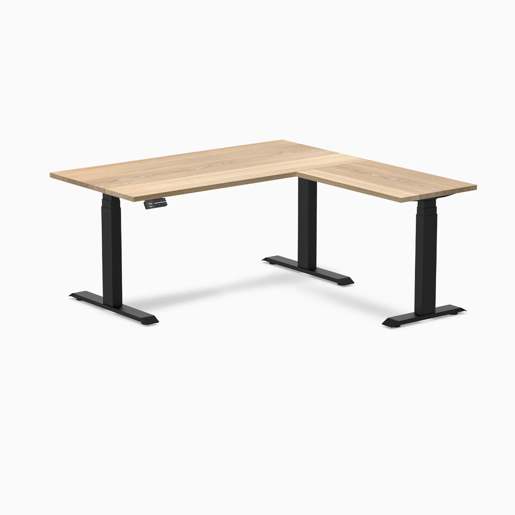 Desky Hardwood L-Shape Sit Stand Desk